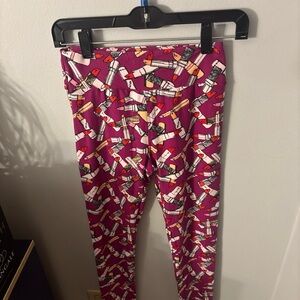 LuLaRoe Kids Lipstick-Pattern Magenta Leggings